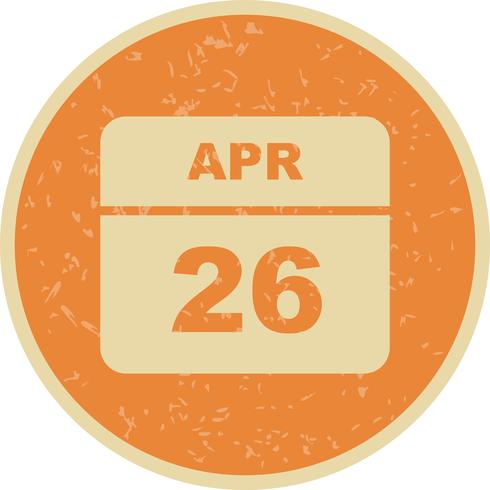 26 de abril Fecha en un calendario de un solo día vector