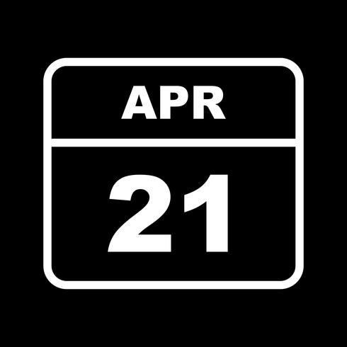 April 21st Date on a Single Day Calendar vector