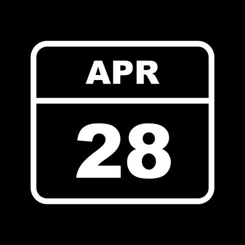 April 28th Date on a Single Day Calendar vector