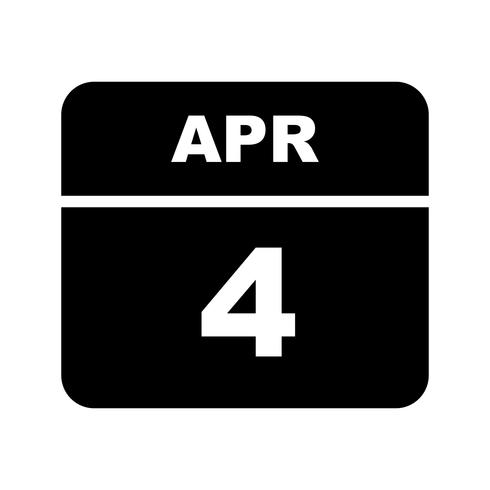 April 4th Date on a Single Day Calendar vector