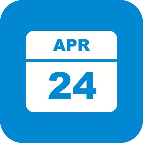 April 24th Date on a Single Day Calendar vector