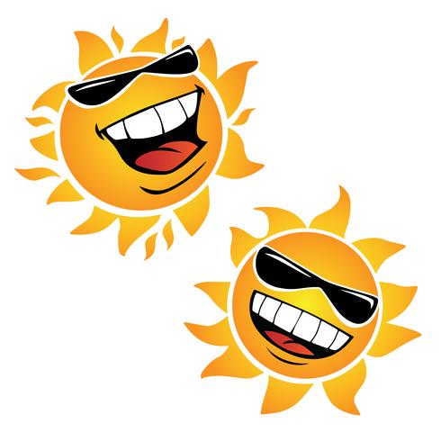 Bright Smiling Happy Sun Cartoon Vector Illustrations