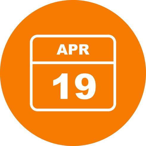 April 19th Date on a Single Day Calendar vector
