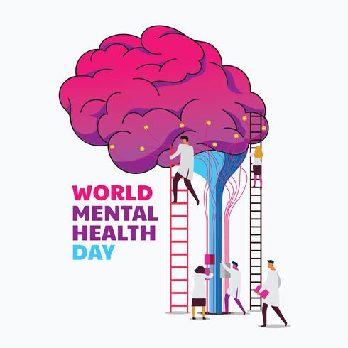 World Mental Health Day Concept  vector