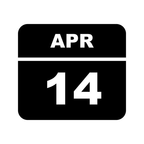 April 14th Date on a Single Day Calendar vector