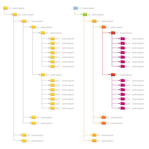 Red de computadoras Carpeta de archivos Estructura de la organización Diagrama de flujo Gráfico vectorial vector