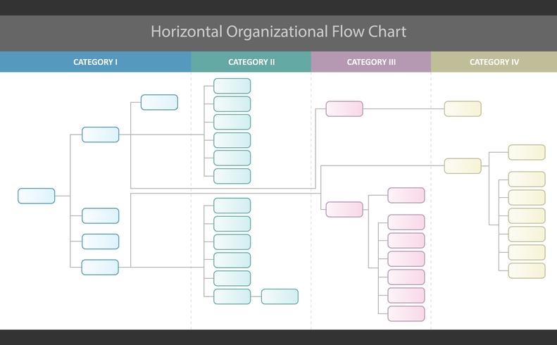 Horizontal Organizational Corporate Flow Chart Vector Graphic