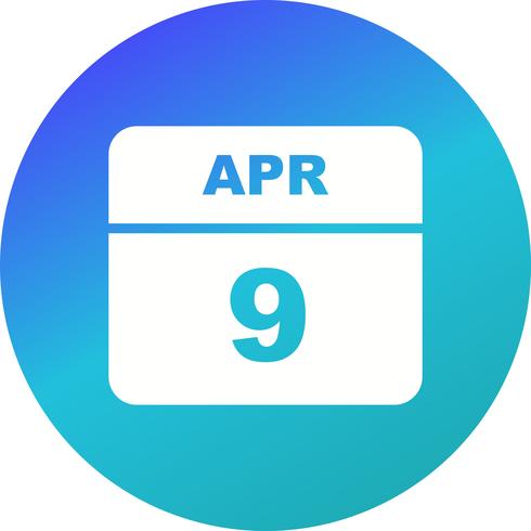 9 de abril Fecha en un calendario de un solo día vector