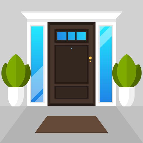 Flat Modern Simple Doors House Vector Illustration