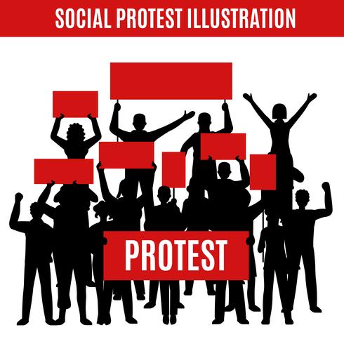 Social Protest Silhouettes Composition vector