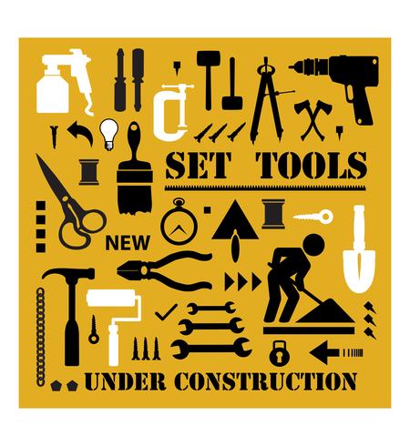 A set of tools silhouettes vector