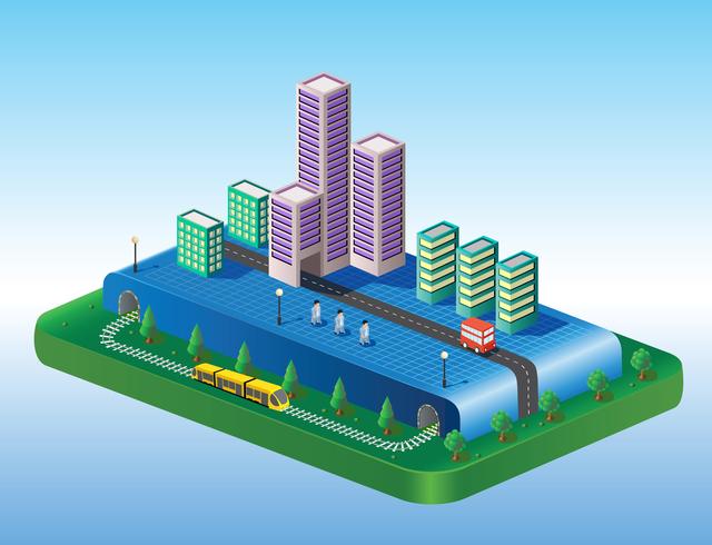 Isometric view of the city vector