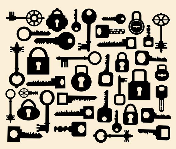 Keys and locks vector