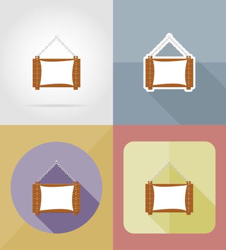 wooden board  flat icons vector illustration