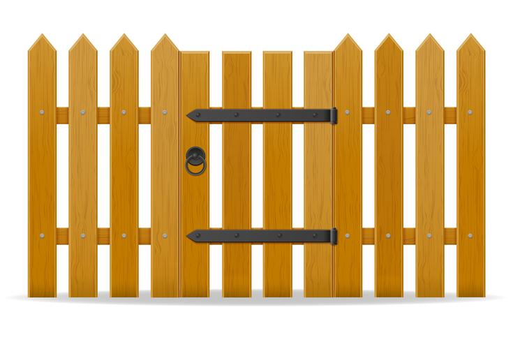 wooden fence with wicket door vector illustration