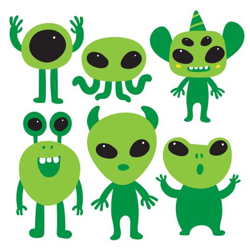 alien character collection design vector