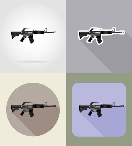 Armas modernas armas de fuego planos iconos vector illustration