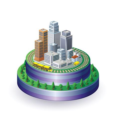 City on a round base vector
