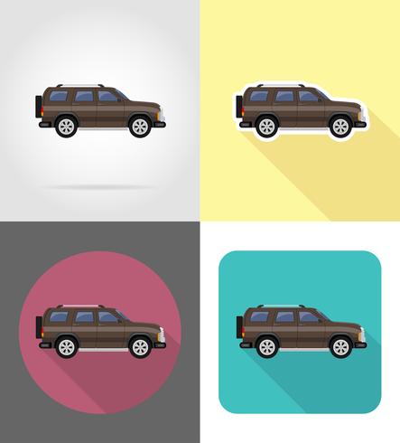 Suv coche iconos planos vector illustration