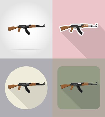 Armas modernas armas de fuego planos iconos vector illustration