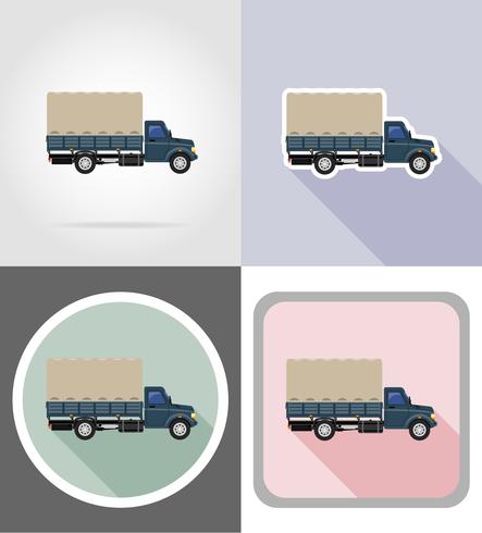 camión de carga para el transporte de mercancías iconos planos vector illustration
