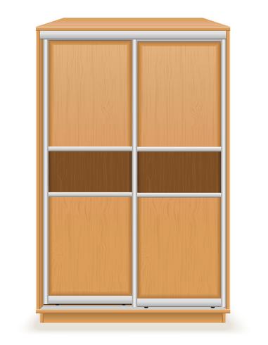 modern wooden furniture wardrobe with sliding doors vector illustration