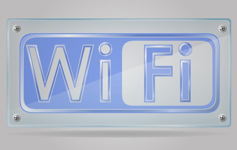 Signo transparente wi fi en la ilustración de vector de placa