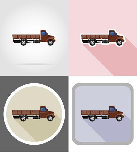 camión de carga para el transporte de mercancías iconos planos vector illustration