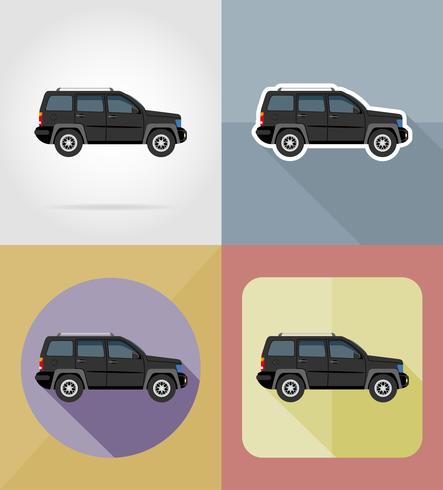 Suv transporte iconos planos vector illustration