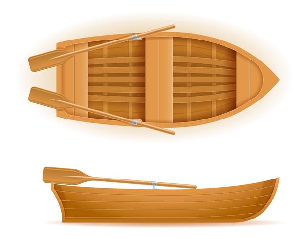 Ilustración de vector de vista superior y lateral de barco de madera