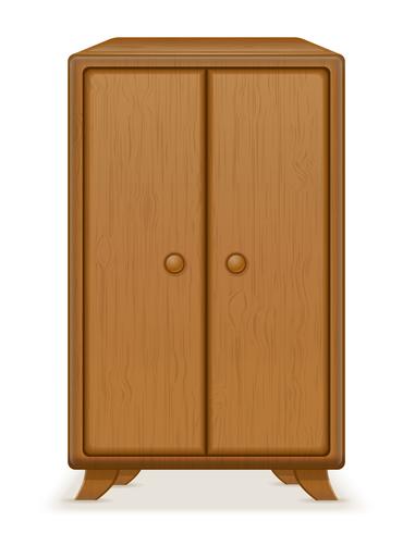 old retro wooden furniture wardrobe vector illustration