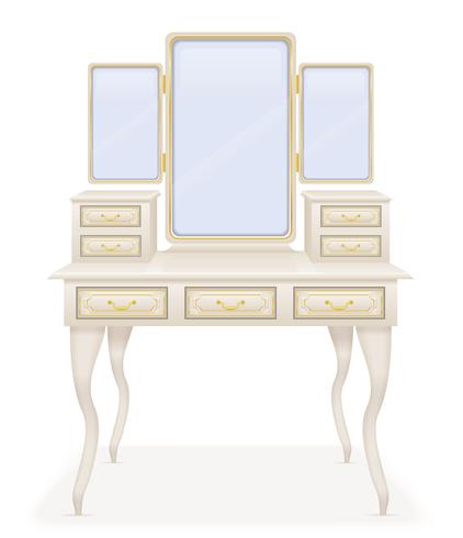 vanity table old retro furniture vector illustration