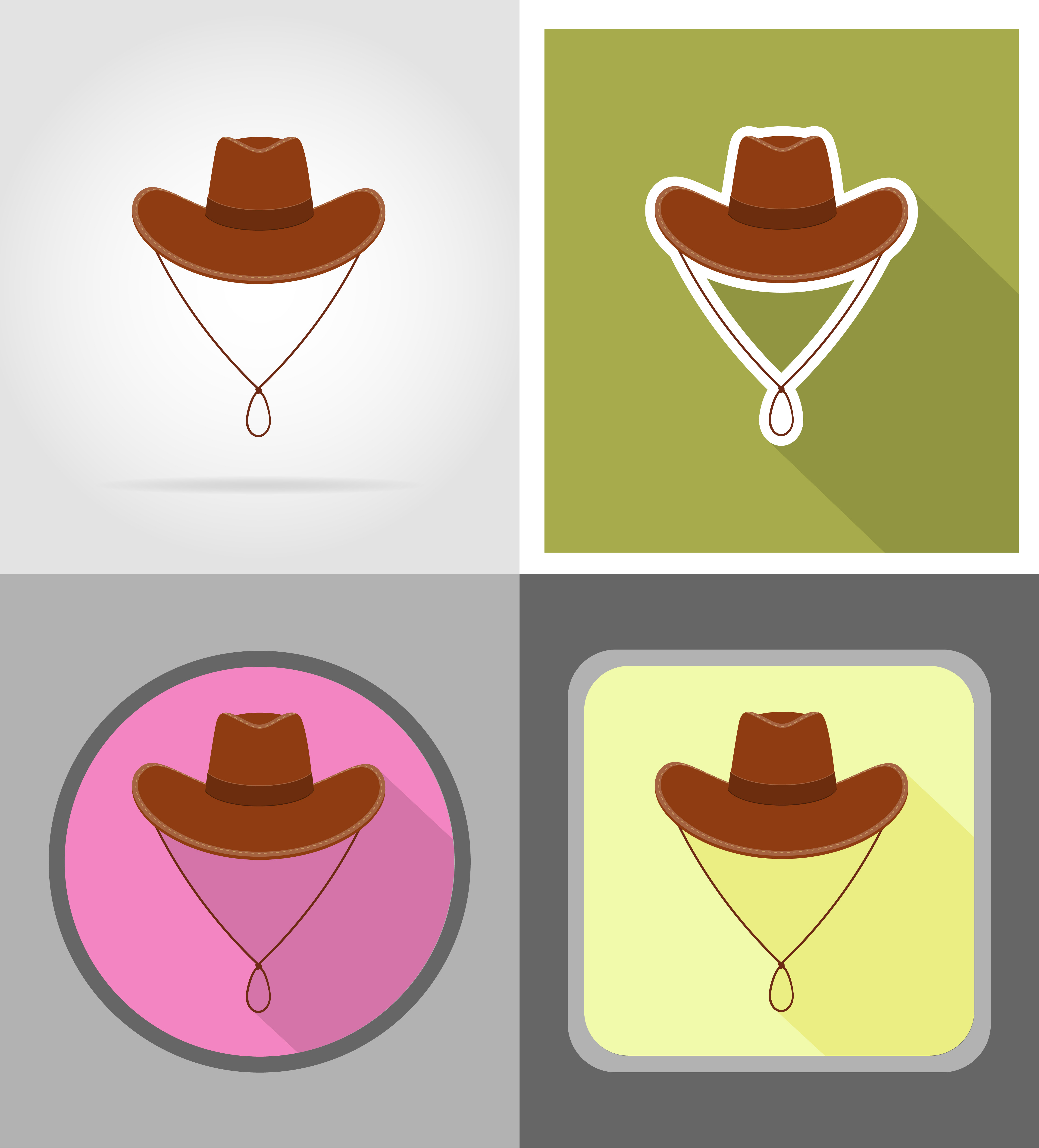 Download cowboy hat wild west flat icons vector illustration 492731 - Download Free Vectors, Clipart ...