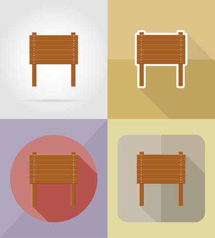 iconos planos de tablero de madera vector illustration