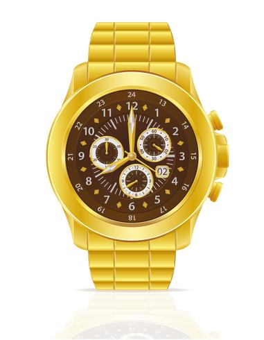 Reloj de pulsera mecánico oro con ilustración vectorial de pulsera vector