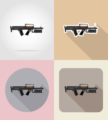 Armas modernas armas de fuego planos iconos vector illustration