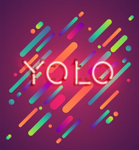 Neon word on colorful background, vector illustration