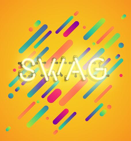 Neon word on colorful background, vector illustration