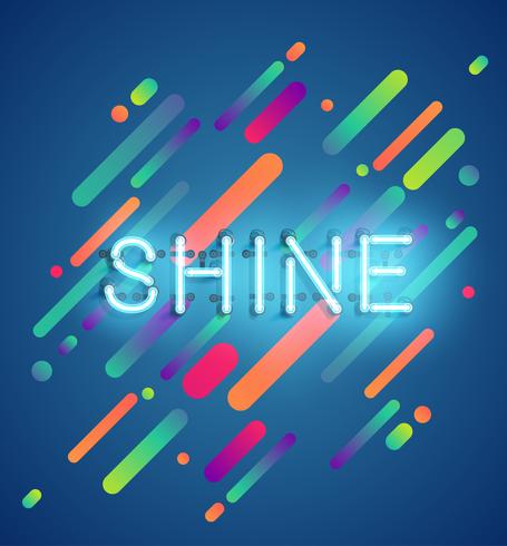 Neon word on colorful background, vector illustration