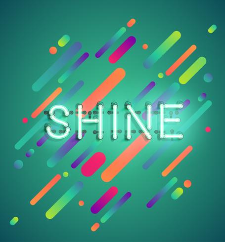 Neon word on colorful background, vector illustration