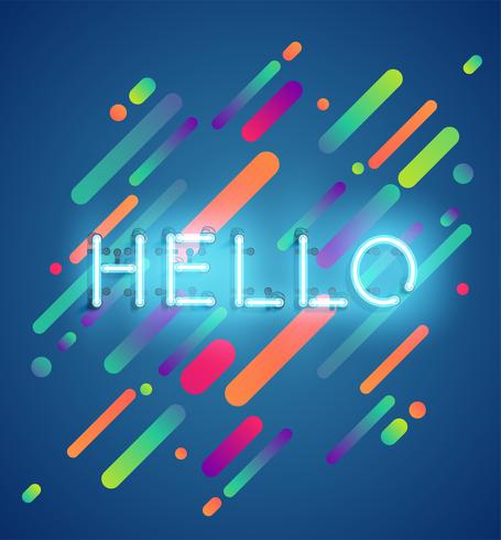 Neon word on colorful background, vector illustration