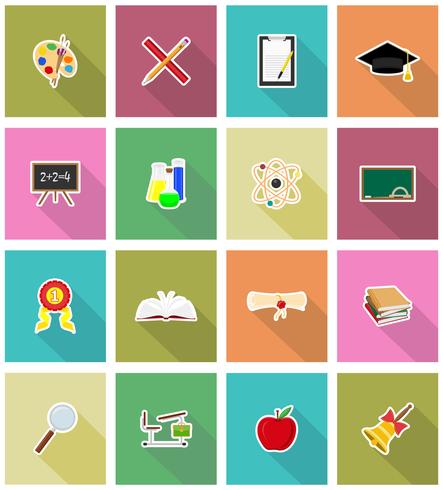 Ilustración de vector de iconos planos de educación escolar 492862 ...