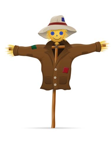 scarecrow straw in a coat and hat vector illustration