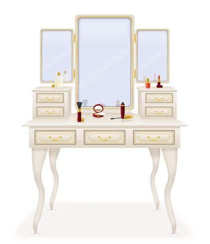 vanity table old retro furniture vector illustration