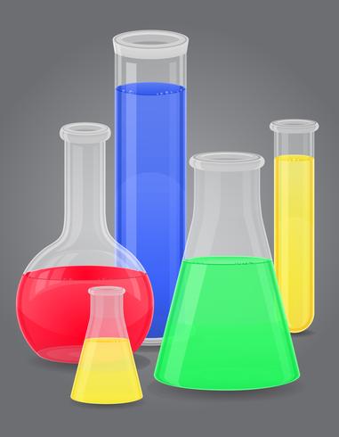 glass test tube with color liquid vector illustration