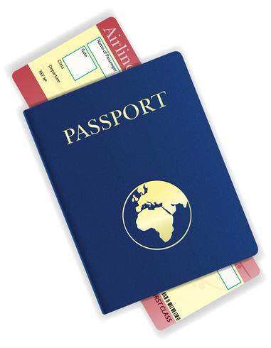 passport and airline ticket vector illustration