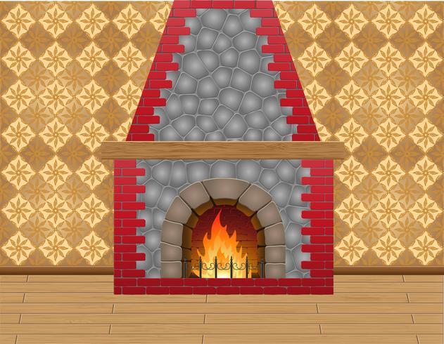 fireplace in the room vector