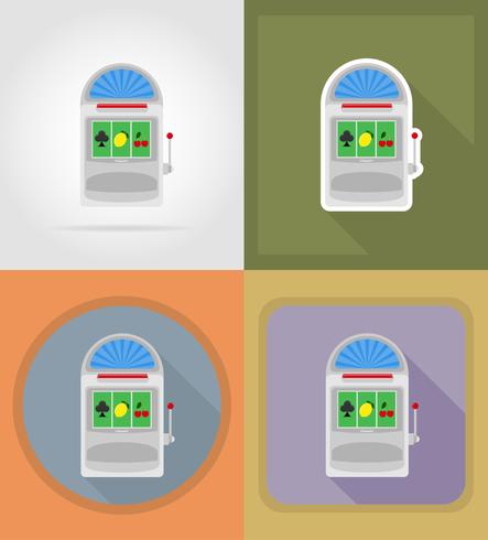 slot machine casino objects and equipment flat icons illustration vector