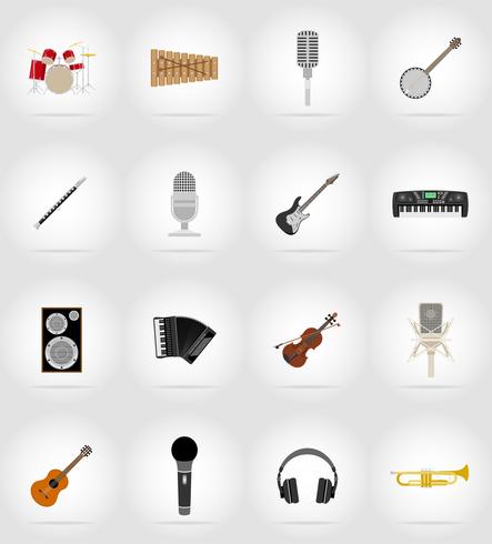 music items and equipment flat icons vector illustration