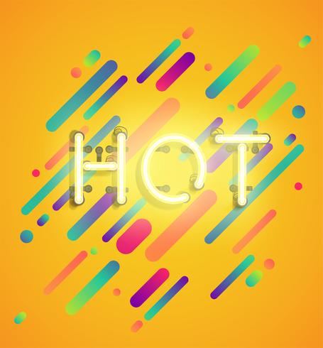 Neon word on colorful background, vector illustration
